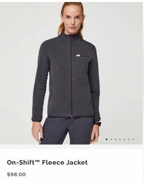 FIGS On Shift Fleece Jacket Women's Large Deep Charcoal ONSHIFT